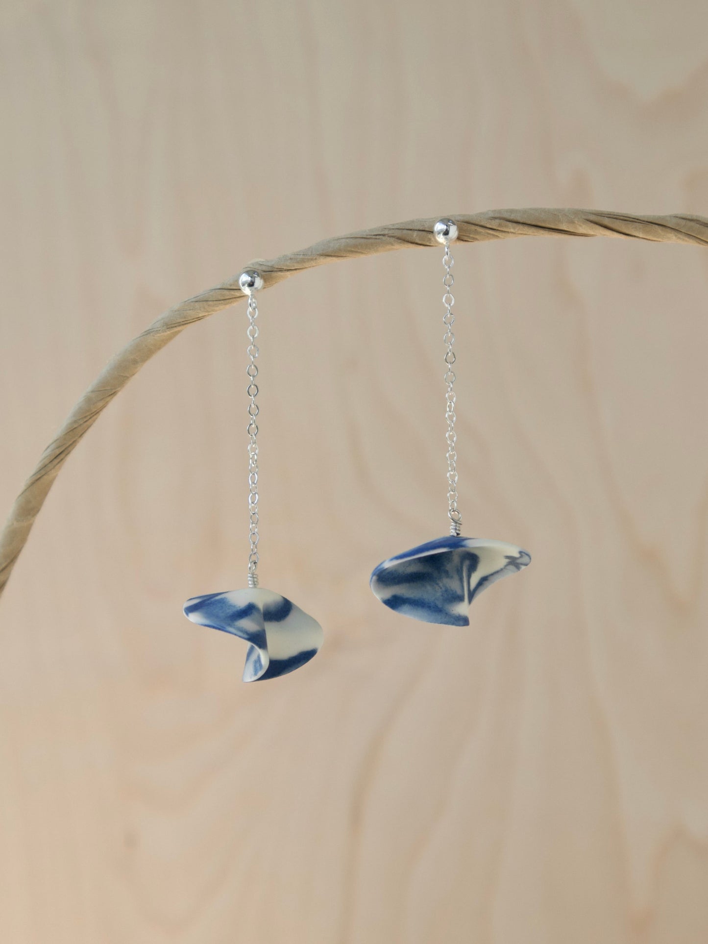 Turn Earrings Marbled Cobalt