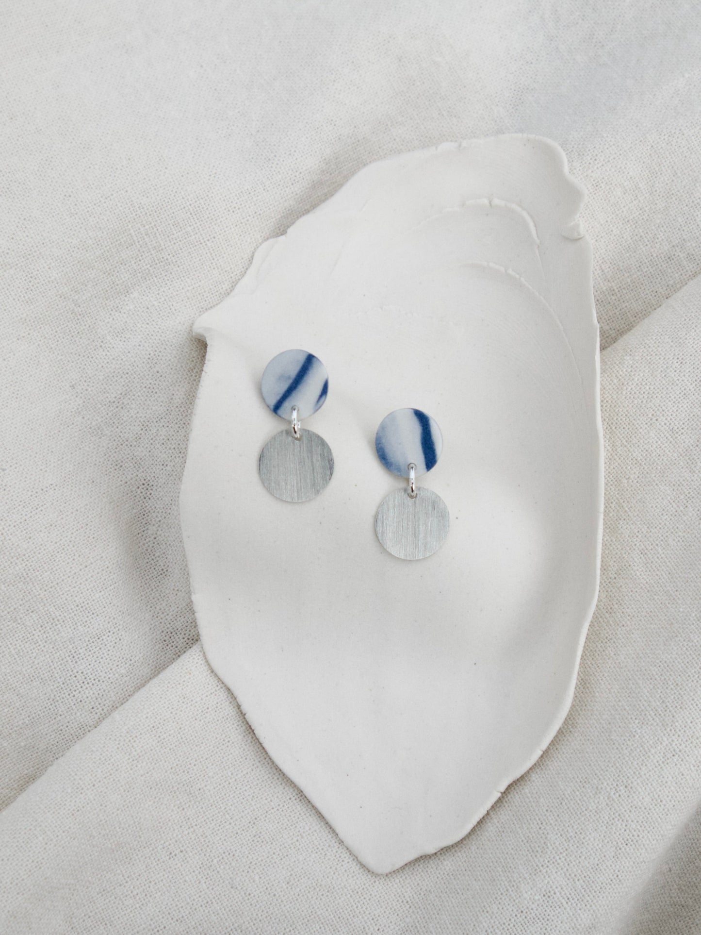 Duet Earrings Marbled Cobalt
