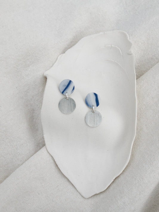 Duet Earrings Marbled Cobalt