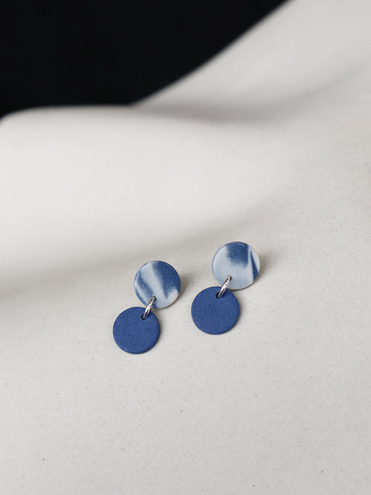 Duo Earrings Marbled Cobalt